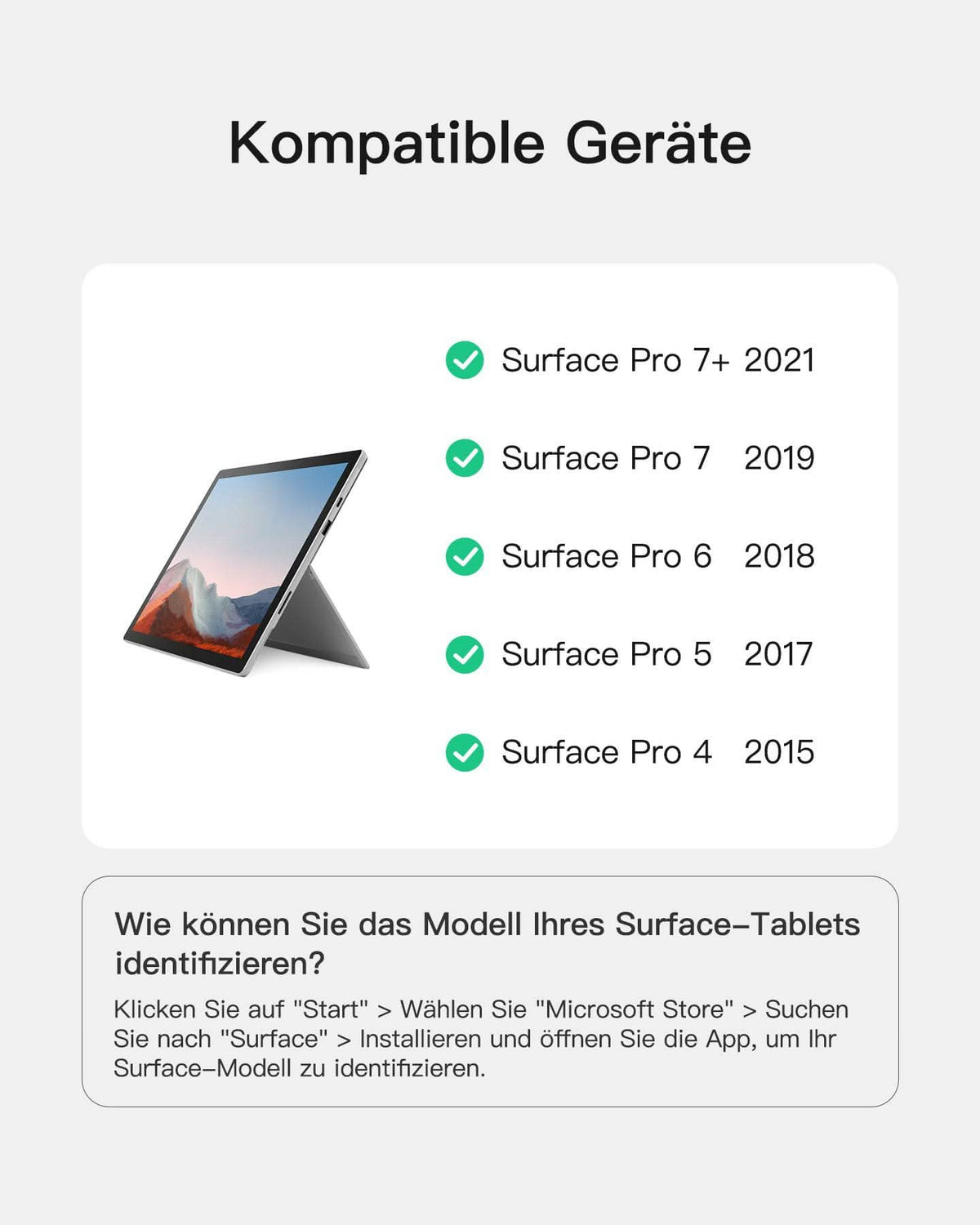 Surface Pro 7 Tastatur für Surface Pro 7/7+/6/5/4, 7 Farben Hintergrundbeleuchtung, mit Trackpad, KB02027 - Inateck Official DE