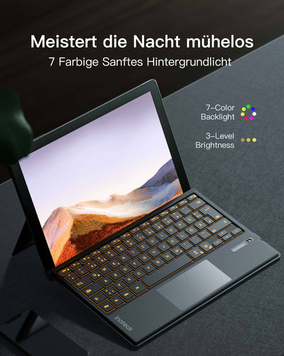 Surface Pro 7 Tastatur für Surface Pro 7/7+/6/5/4, 7 Farben Hintergrundbeleuchtung, mit Trackpad, KB02027 - Inateck Official DE