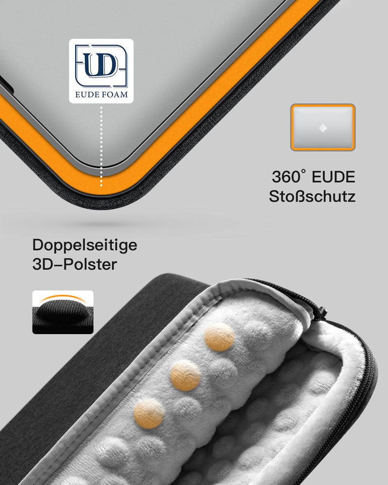 360° EUDE Professioneller Schutz Hülle für 13" MacBook Air/Pro M2 M1, mit Zubehörtasche, LB01011