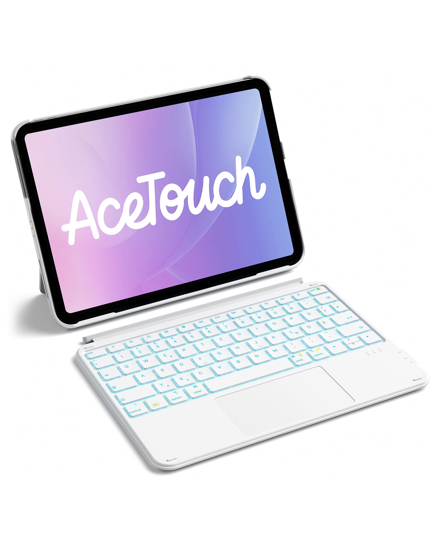 Abnehmbar Ultraleichte Tastatur für iPad 11/10 Gen A16 2025 11 Zoll, iPad Air 11" M3/M2, iPad Air 5/4, iPad Pro 11 4/3/2/1, 7-Farbiger Beleuchtung, QWERTZ,AceTouch, KB04122-RGB