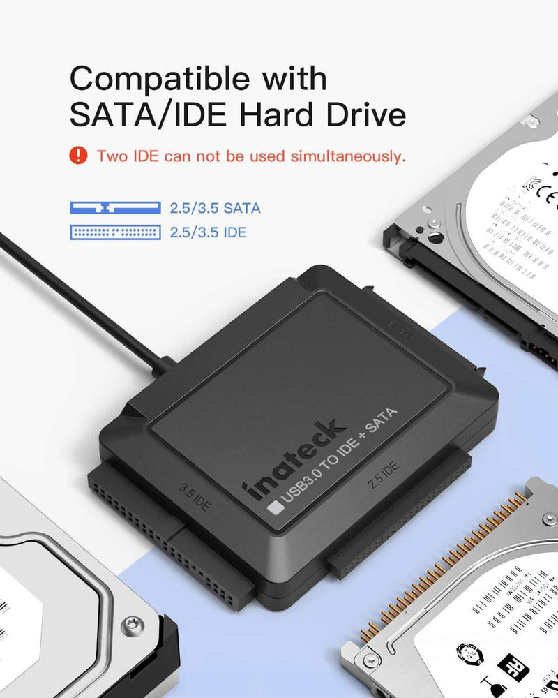 IDE/SATA USB 3.0 Adapter für 2.5/3.5 Zoll HDD/SSD Festplatten, mit 12V/2A Stromversorgung, SA03001 - Inateck Official DE