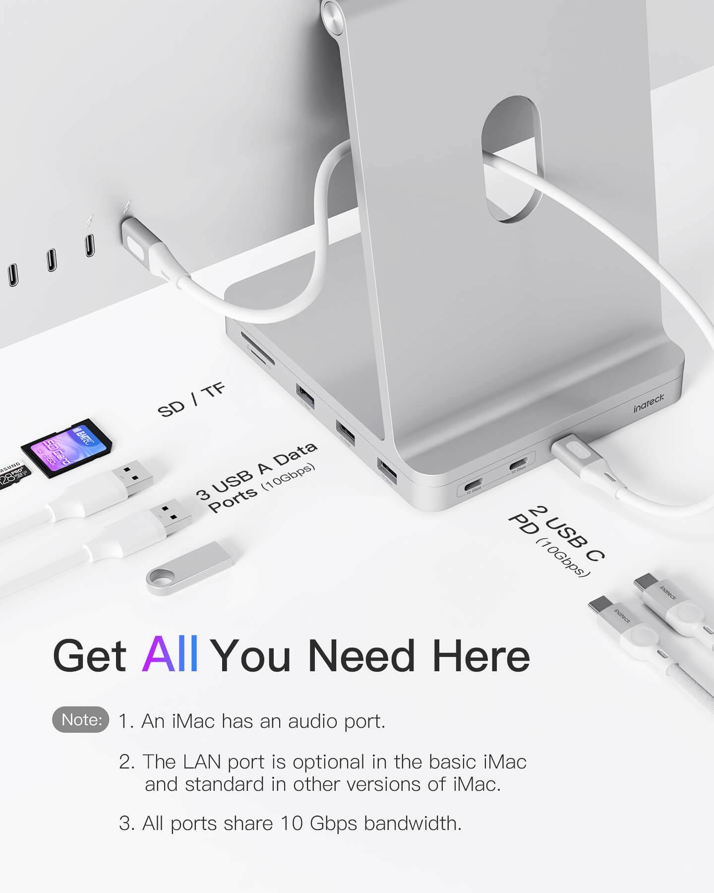 Inateck 8in1 iMac 24" 2021 Docking Station, USB 3.2 Gen 2, DK2001 Inateck Official DE