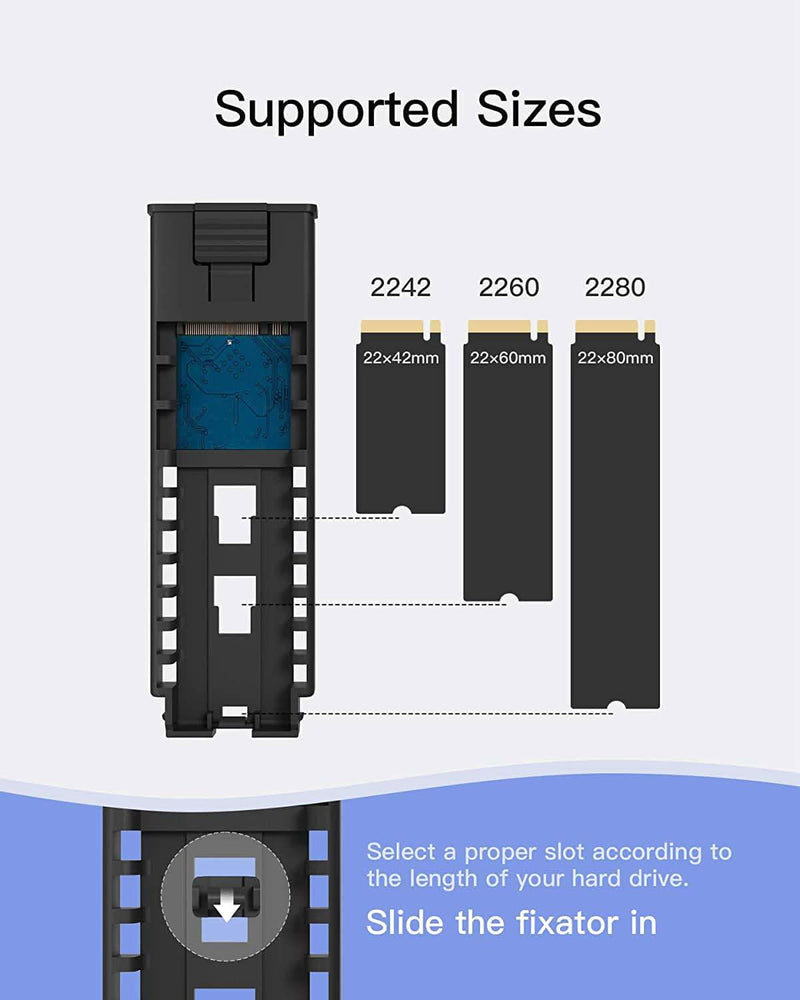 M.2 NVMe Gehäuse USB 3.2 Gen 2, für M.2 SATA /NVMe SSD (2242, 2260, 2280), USB A-C/USB C-C Kabel, FE2025 - Inateck Official DE