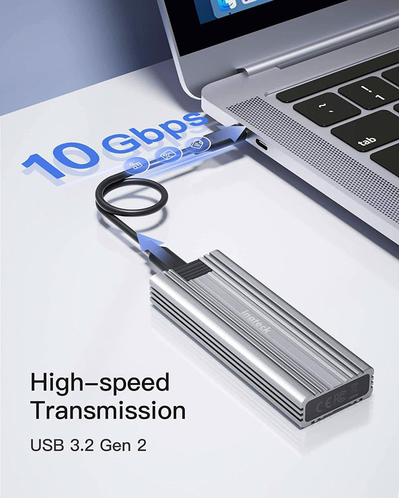 M.2 NVMe Gehäuse USB 3.2 Gen 2, für M.2 SATA /NVMe SSD (2242, 2260, 2280), USB A-C/USB C-C Kabel, FE2025 - Inateck Official DE