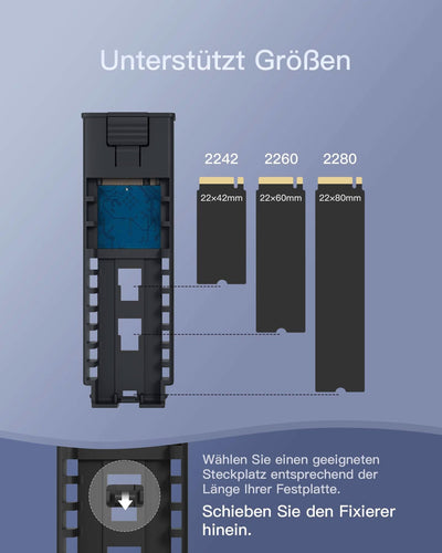 M.2 NVMe Gehäuse USB 3.2 Gen 2, für M.2 SATA /NVMe SSD (2242, 2260, 2280), USB A-C/USB C-C Kabel, FE2025 - Inateck Official DE