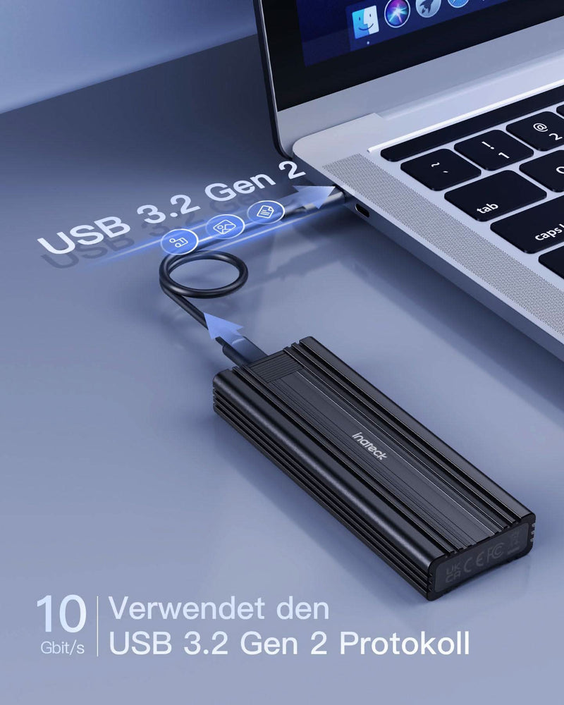 M.2 NVMe Gehäuse USB 3.2 Gen 2, für M.2 SATA /NVMe SSD (2242, 2260, 2280), USB A-C/USB C-C Kabel, FE2025 - Inateck Official DE