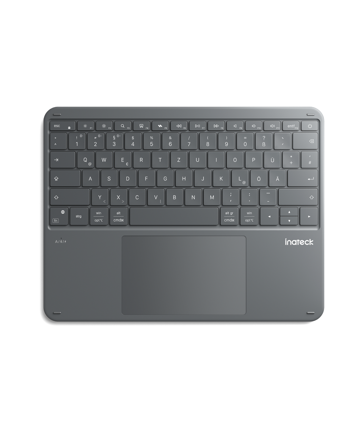 Inateck Bluetooth Tastatur mit 5,9 Zoll großem Touchpad, QWERTZ, 3 Kanäle, iPad/Tablet/Windows, KB105