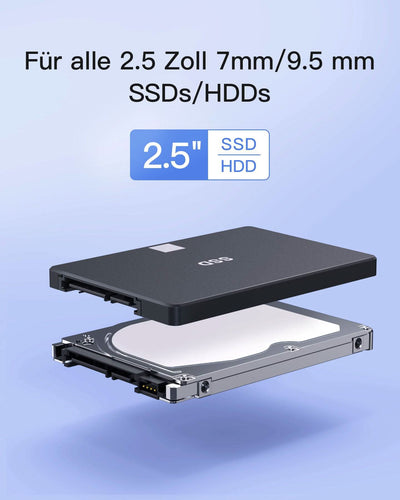 USB 3.2 Gen 2 Festplattengehäuse mit Silikon-Hülle für 2,5 Zoll SSDs und HDDs, bis zu 6Gbps, mit UASP, FE2016 - Inateck Official DE