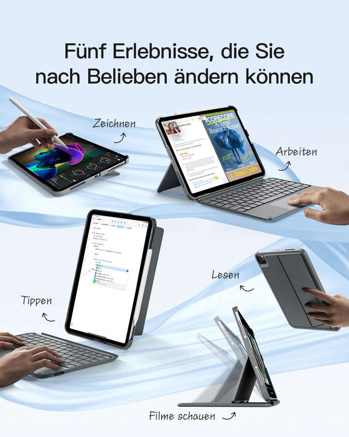 inateck DE Ultraleicht Tastatur für iPad 11" (A16 2025), iPad 10, iPad Air 11" M3/M2 (2025/2024), iPad Air 7/6/5/4, iPad Pro 11" 4/