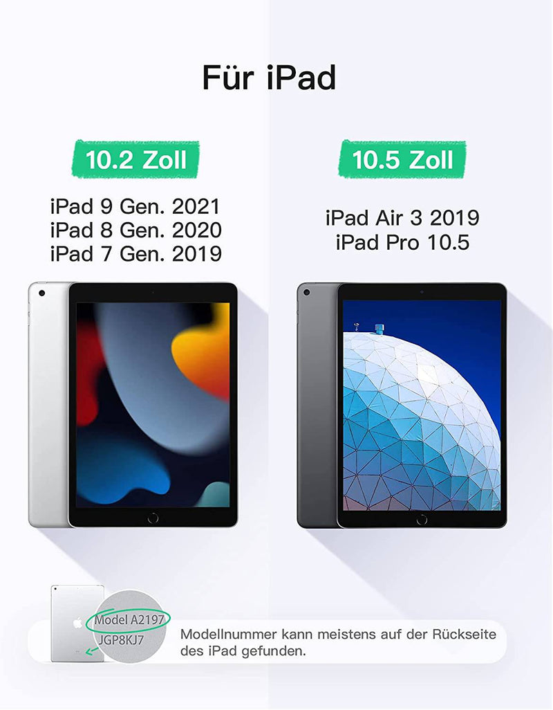 Ultraleichte Tastatur für iPad 2021(9th)/iPad 2020(8th)/iPad 2019(7th) 10.2 Zoll, iPad Air 3 2019, mit Smart Power Knopf, BK2006 - Inateck Official DE
