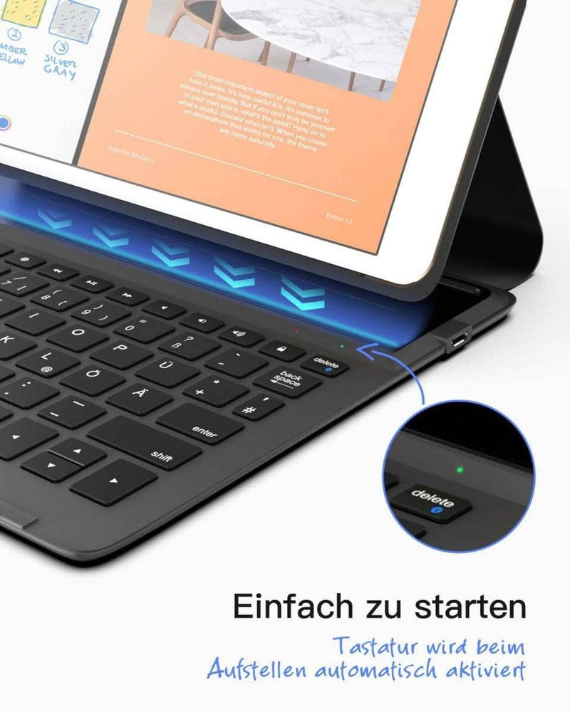 Ultraleichte Tastatur für iPad 2021(9th)/iPad 2020(8th)/iPad 2019(7th) 10.2 Zoll, iPad Air 3 2019, mit Smart Power Knopf, BK2006 - Inateck Official DE