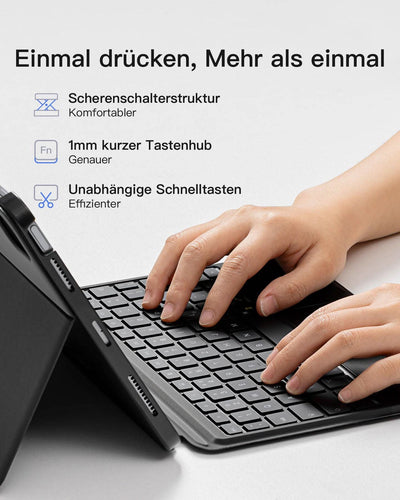 Bluetooth Tastatur Kompatibel mit iPad Air 5/4, iPad Pro 11 Zoll/12,9 Zoll QWERTZ, KB04111 - Inateck Official DE