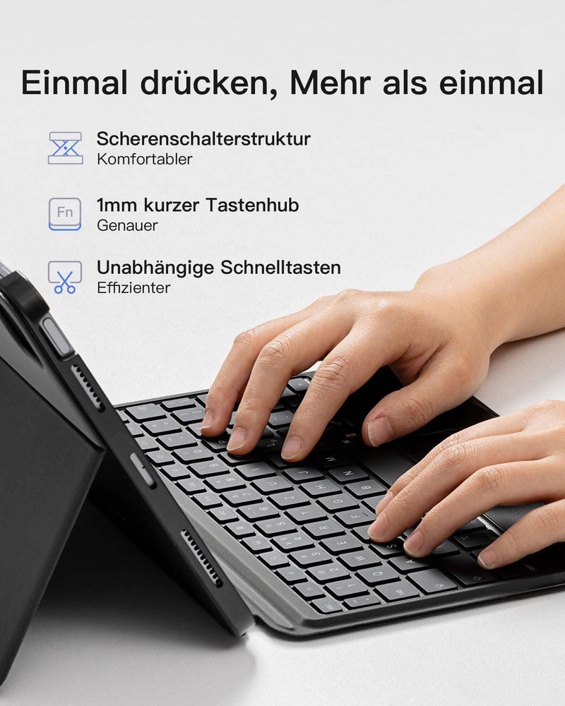 Bluetooth Tastatur Kompatibel mit iPad Air 5/4, iPad Pro 11 Zoll/12,9 Zoll QWERTZ, KB04111 - Inateck Official DE