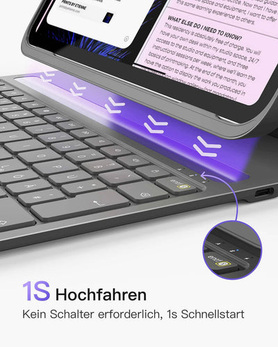 Ultraleichte Tastatur Hülle iPad 10, iPad Air 5/4, iPad Pro 11 4/3/2/1, QWERTZ, mit Stifthalter, BK2007 - Inateck Official DE