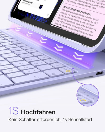 Ultraleichte Tastatur Hülle iPad 10, iPad Air 5/4, iPad Pro 11 4/3/2/1, QWERTZ, mit Stifthalter, BK2007 - Inateck Official DE