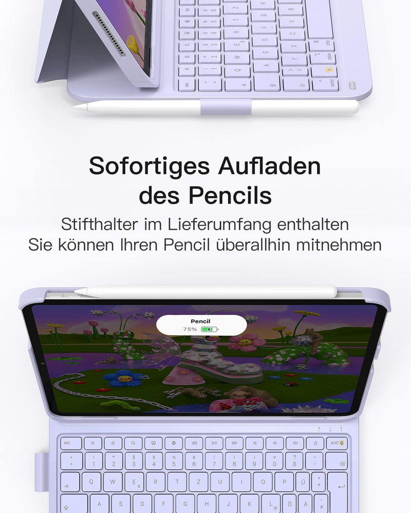 Ultraleichte Tastatur Hülle iPad 10, iPad Air 5/4, iPad Pro 11 4/3/2/1, QWERTZ, mit Stifthalter, BK2007 - Inateck Official DE