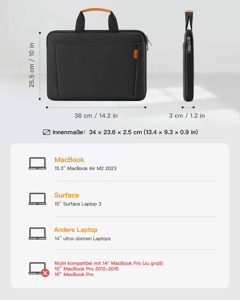14 Zoll Laptophülle Tasche Kompatibel 15.3 Zoll MacBook Air M2 2023, LB02013 - Inateck Official DE