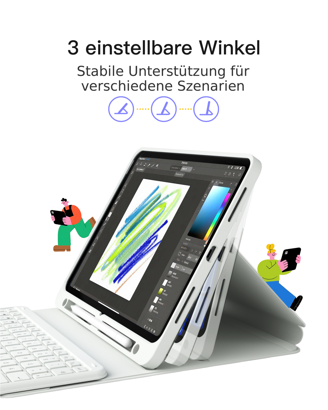 Abnehmbar Tastatur für iPad 11" A16 (2025), iPad Air 11" M4/M3/M2 (2026/2025/2024), iPad Air 10.9" 5/4, iPad Pro 11" 4/3/2/1, KB002