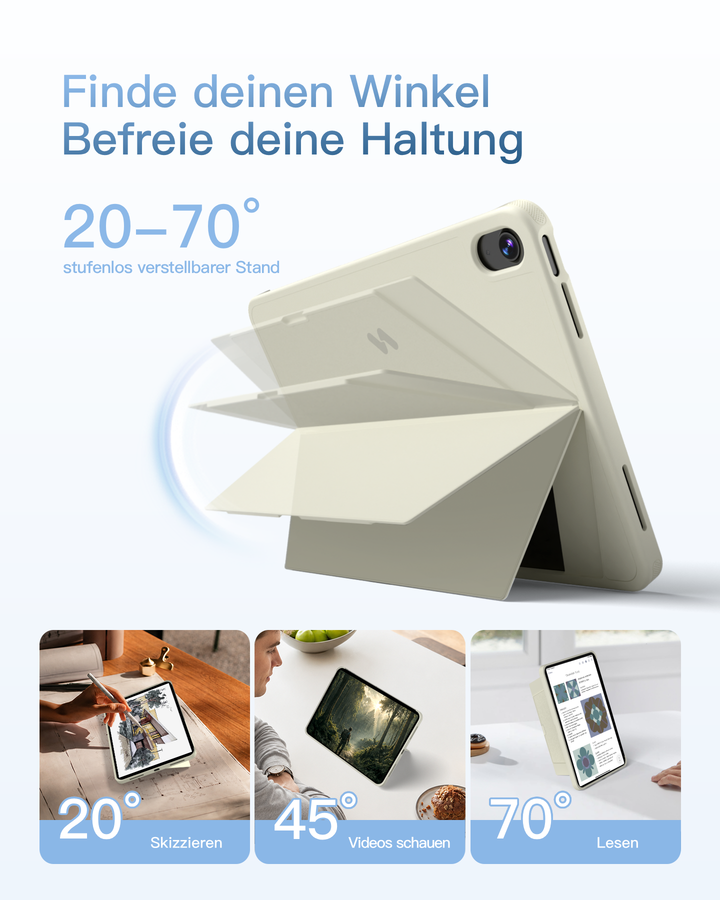 Abnehmbar Hülle mit Tastatur für iPad 11" A16 2025, iPad 10.9" 2022,mit Stifthalter, QWERTZ, AceTouch Pro, KB403-10 | Red Dot Design Award 2026