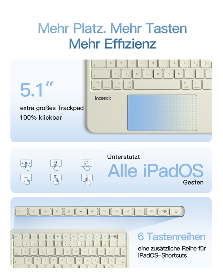 Abnehmbar Hülle mit Tastatur für iPad 11" A16 2025, iPad 10.9" 2022,mit Stifthalter, QWERTZ, AceTouch Pro, KB403-10 | Red Dot Design Award 2026