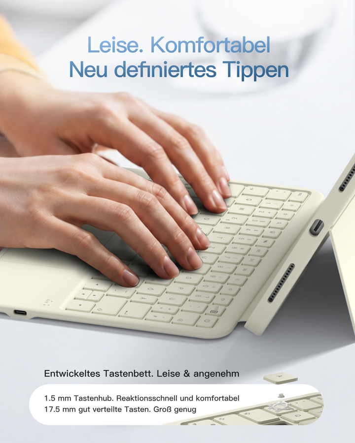Abnehmbar Hülle mit Tastatur für iPad 11" A16 2025, iPad 10.9" 2022,mit Stifthalter, QWERTZ, AceTouch Pro, KB403-10 | Red Dot Design Award 2026