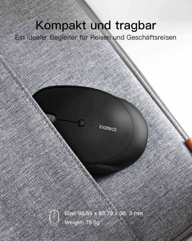 Bluetooth Maus,2,4G Maus Kabellose Geräuschlose (Tri-Mode: BT 5.0/3.0+2.4G), MS02002 - Inateck Official DE