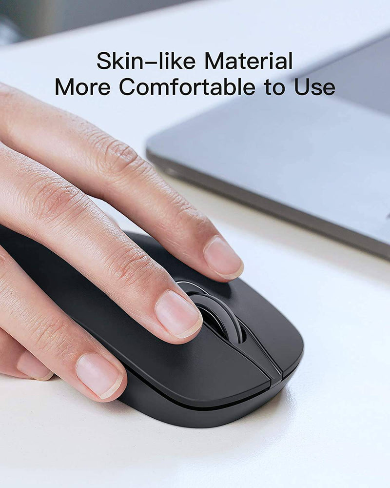 Kabellose Maus, 2.4 GHz Silent Funkmaus mit USB A und Type C Empfänger Drahtlose Maus, 1500 DPI, für Notebook, PC, Laptop, MacBook