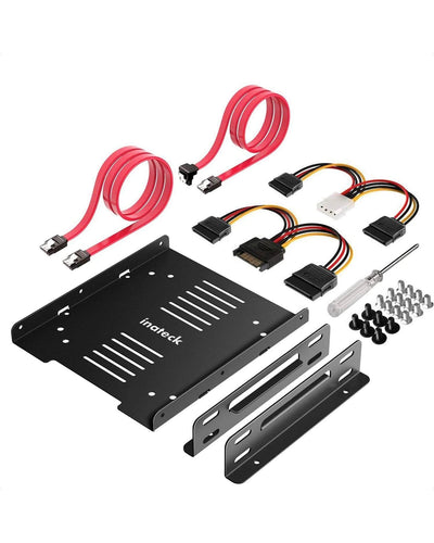 Festplatten-Einbaurahmen für 2 x 2,5 Zoll-HDD/SSD in 3,5 Zoll, Rahmen und interne Halterung, inkl. 2x SATA-Datenkabel und 2 Stromkabel - ST1004 - Inateck Official DE