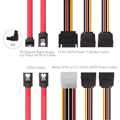 Festplatten-Einbaurahmen für 2 x 2,5 Zoll-HDD/SSD in 3,5 Zoll, Rahmen und interne Halterung, inkl. 2x SATA-Datenkabel und 2 Stromkabel - ST1004 - Inateck Official DE