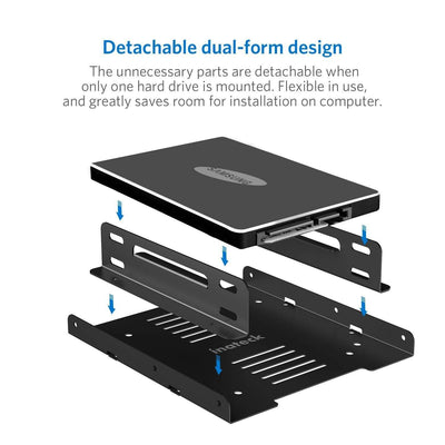 Festplatten-Einbaurahmen für 2 x 2,5 Zoll-HDD/SSD in 3,5 Zoll, Rahmen und interne Halterung, inkl. 2x SATA-Datenkabel und 2 Stromkabel - ST1004 - Inateck Official DE