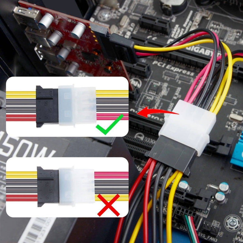 PCIe USB 3,0 Karte (5 Ports), 20-poliger Anschluss mit 15-Poligem SATA-Anschluss, 4-poliges 2-x-15-Pin-Kabel, EIN Y-Kabel (Flexibles SATA-Kabel) - KTU3FR-5O2I - Inateck Official DE