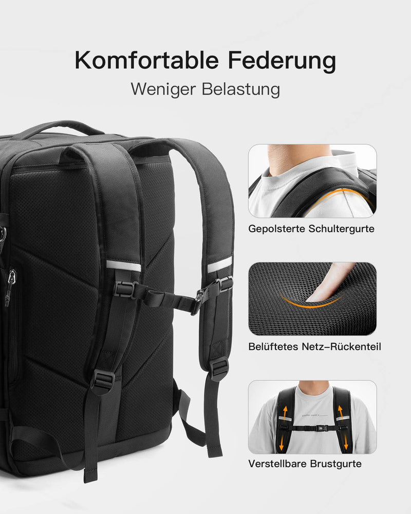 42L Zahlenschloss Reiserucksack Damen Herren, mehrfacher Diebstahlschutz, mit 17-Zoll-Laptop fach, BP03007 - Inateck Official DE