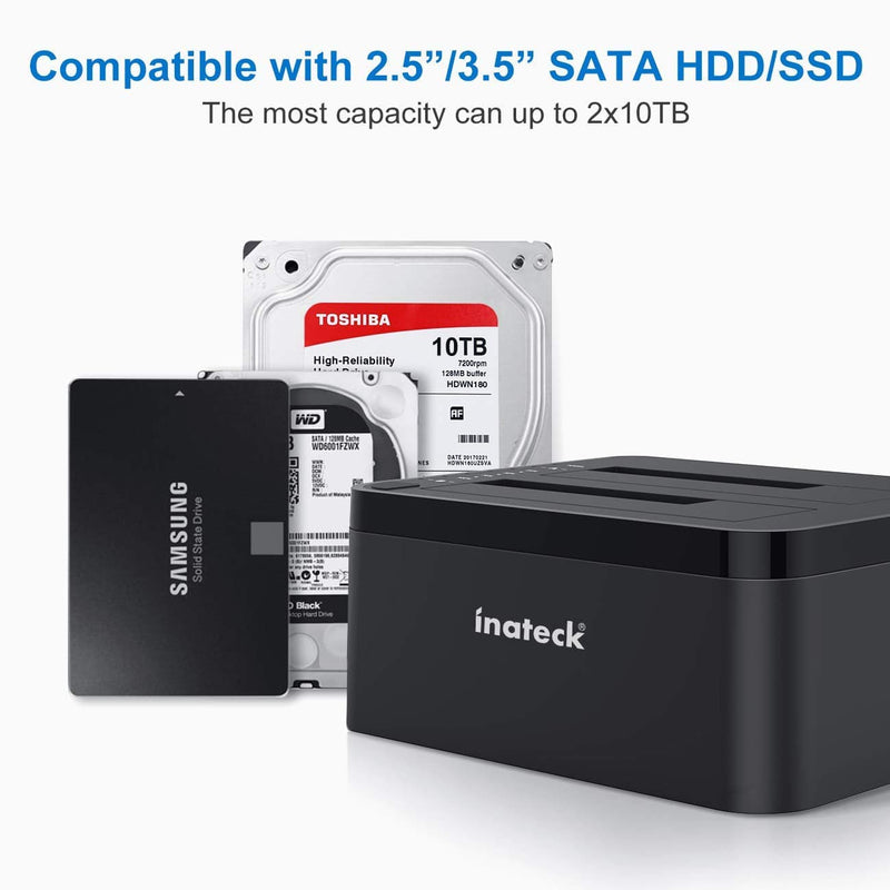 USB 3.0 Dockingstation, SATA Dual-Schacht Docking, Offline-Klonen unterstützt - SA02002 - Inateck Official DE
