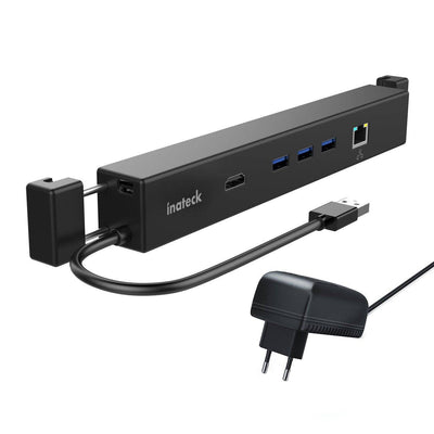 USB-Hub mit 6 Anschlüssen (3 x USB 3.0, Mini-DP, HDMI, Ethernet), größenverstellbar, schwarz - HB9002 - Inateck Official DE