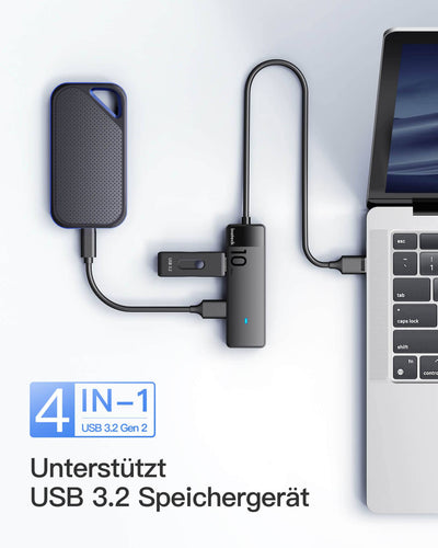 USB HUB mit 4 Ports, USB 3.2 Gen 2, 50-100 cm Kabel, HB2025A - Inateck Official DE