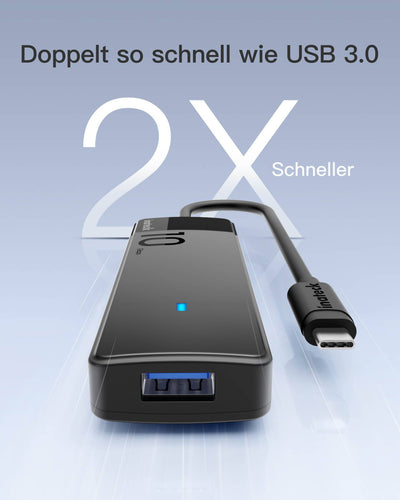 USB 3.2 Gen 2 Geschwindigkeit, USB-C zu USB Hub mit 4 USB-A-Anschlüssen, HB2025 - Inateck Official DE