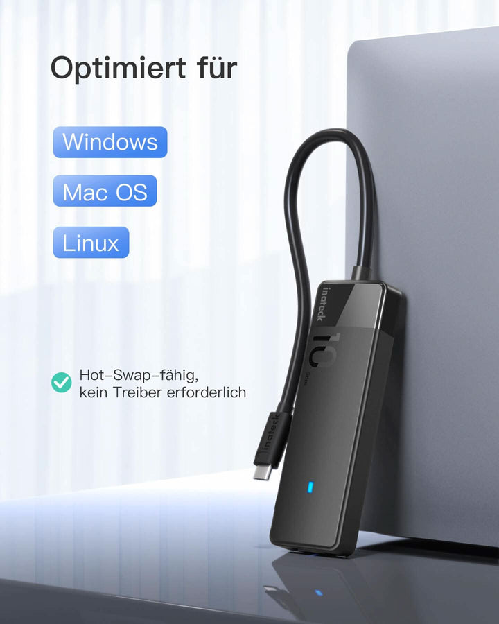 USB 3.2 Gen 2 Geschwindigkeit, USB-C zu USB Hub mit 4 USB-A-Anschlüssen, HB2025 - Inateck Official DE