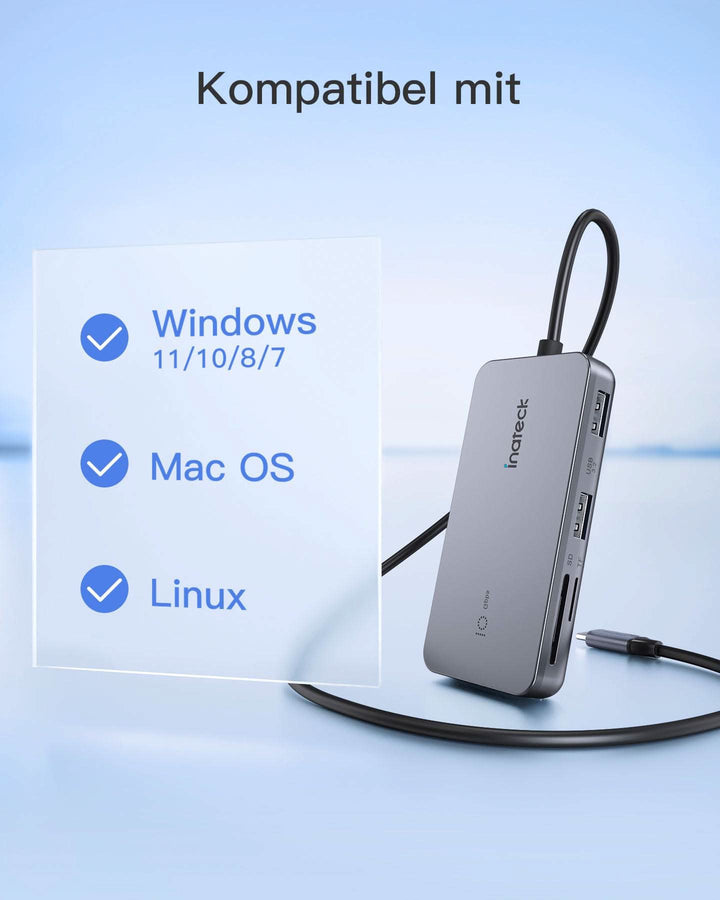 USB C Hub mit 7 Ports, USB 3.2 Gen 2, mit 4K HDMI Port, 50cm Kabel, HB2027 - Inateck Official DE