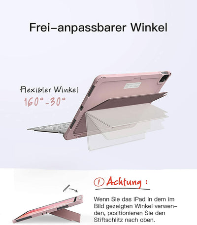 Tastatur Hülle für iPad Pro 12,9 Zoll 2020/2018(4. und 3. Gen) mit DIY Hintergrundbeleuchtung, abnehmbar, KB02006 Rosa