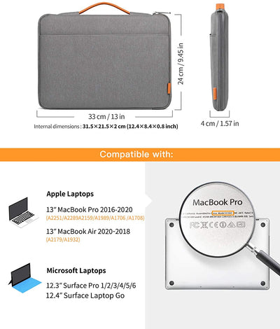 13 Zoll MacBook Pro Laptophülle Laptop Sleeve Case LB02003, Grau - Inateck Rucksack