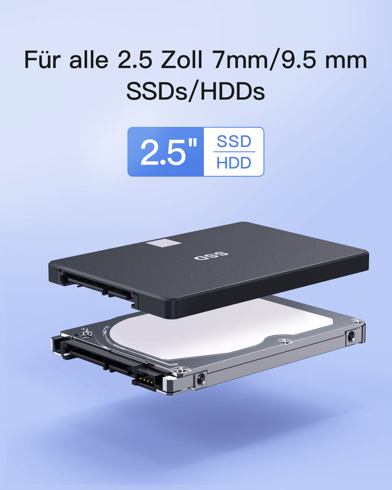 USB 3.2 Gen 2 Festplattengehäuse für 2,5 Zoll SSDs und HDDs, bis zu 6Gbps, mit UASP - FE2016