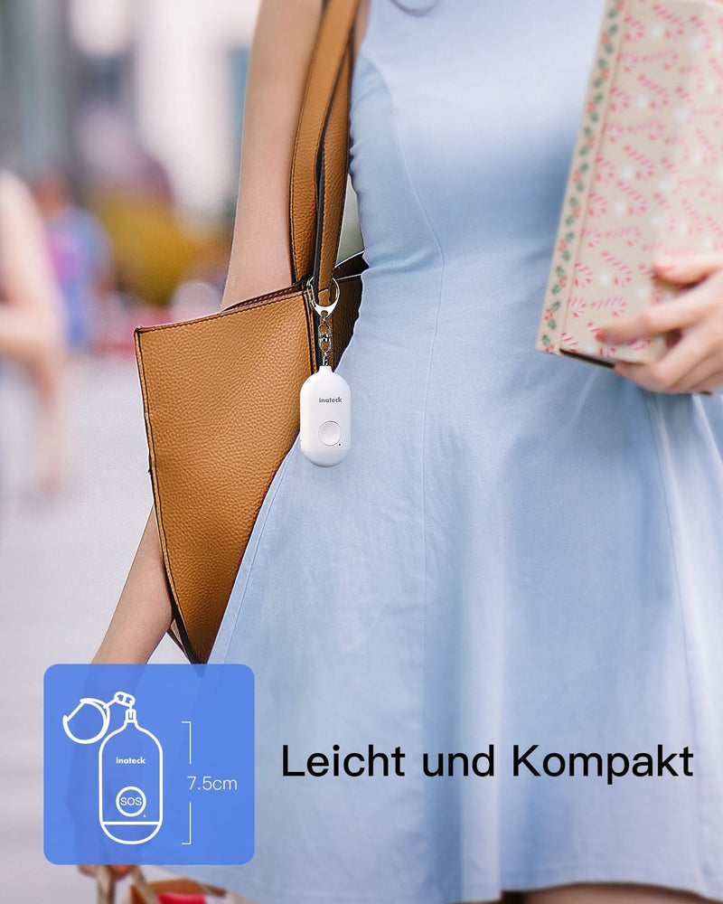 Taschenalarm, Wiederaufladbarer Selbstverteidigungsalarm Schlüsselanhänger mit LED-Beleuchtung für Frauen, Männer, Kinder und ältere Menschen, 130 db, 1er-Pack, PA1002