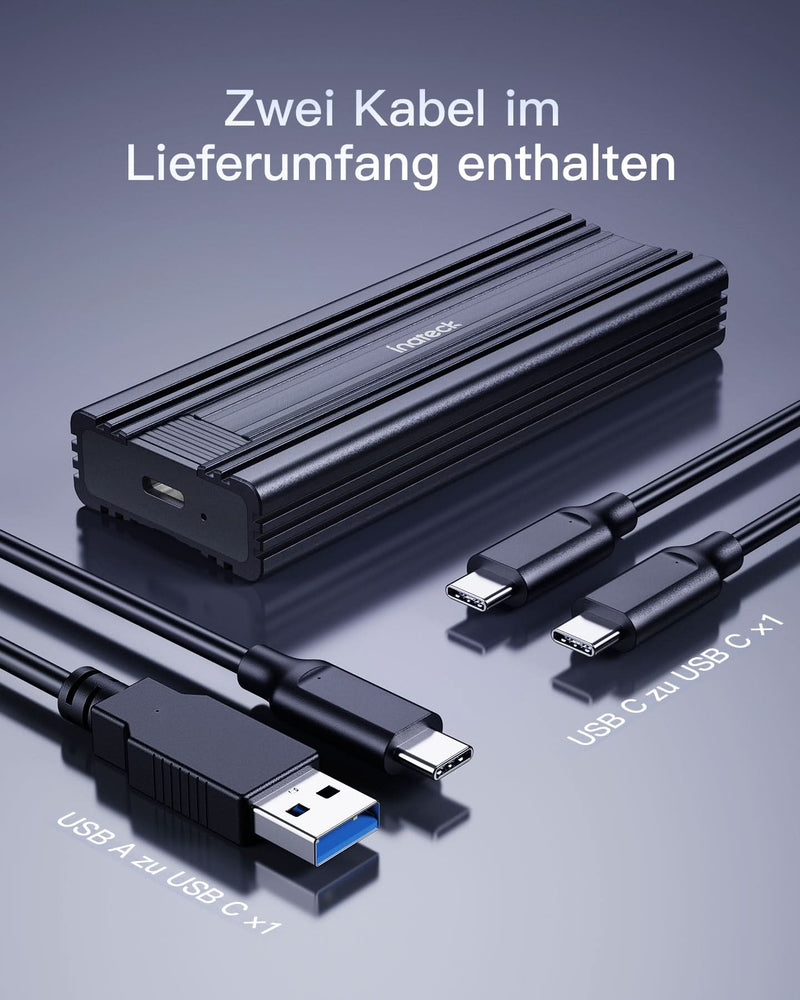 M.2 NVMe Gehäuse USB 3.2 Gen 2, für M.2 SATA /NVMe SSD (2242, 2260, 2280), USB A-C/USB C-C Kabel, FE2025 - Inateck Official DE