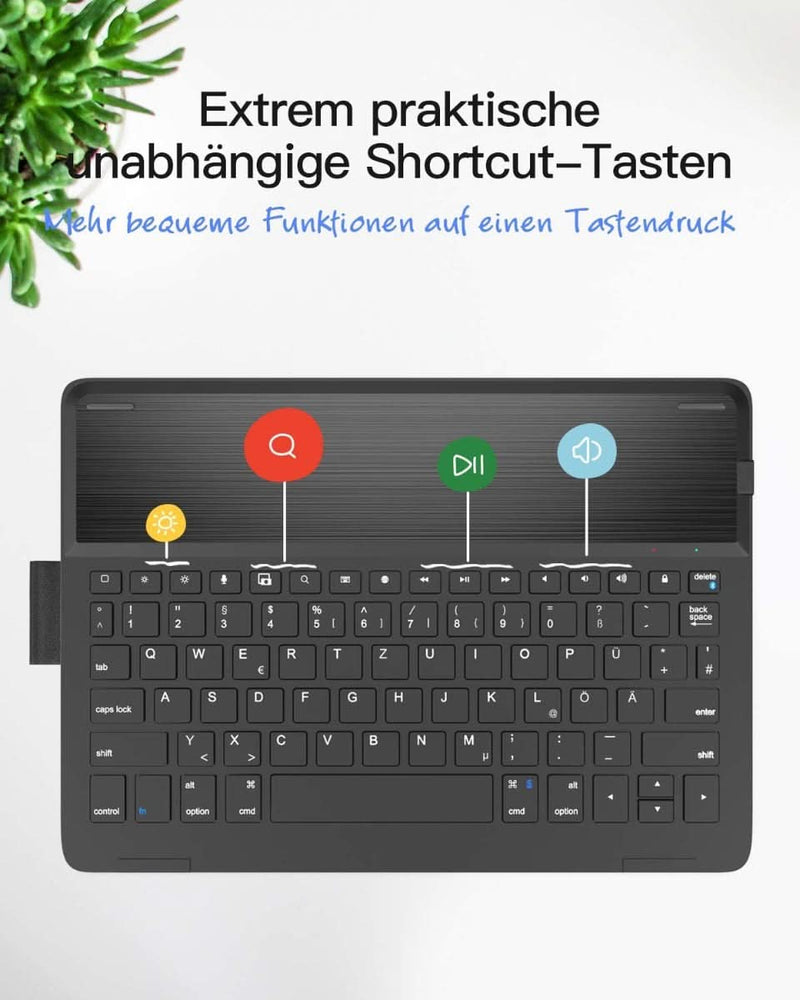 Inateck Ultraleichte Tastatur Hülle für iPad 2019 10.2 Zoll(7. Gen), iPad Air 2019 3. Gen und iPad Pro 10.5, mit Smart Power Knopf, QWERTZ, BK2006 Black - Inateck Official DE