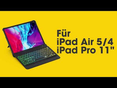 Tastatur für iPad Air 5 2022/ iPad Air 4 2020/iPad Pro 11 Zoll 4/3/2/1 Gen, DIY Hintergrundbeleuchtung, abnehmbar, KB02005, QWERTZ